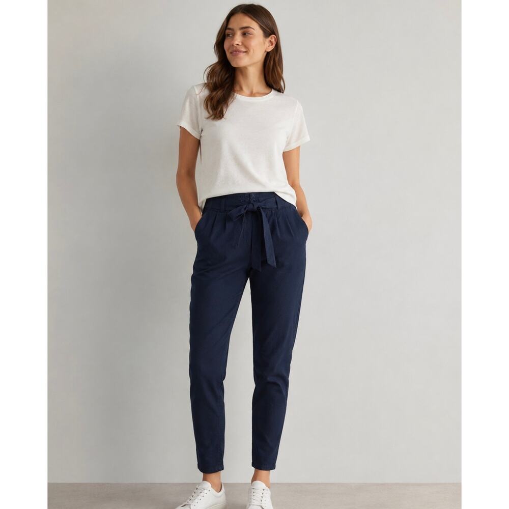 BEVY FLOG Pants Paperbag Tie Waist 29 Black